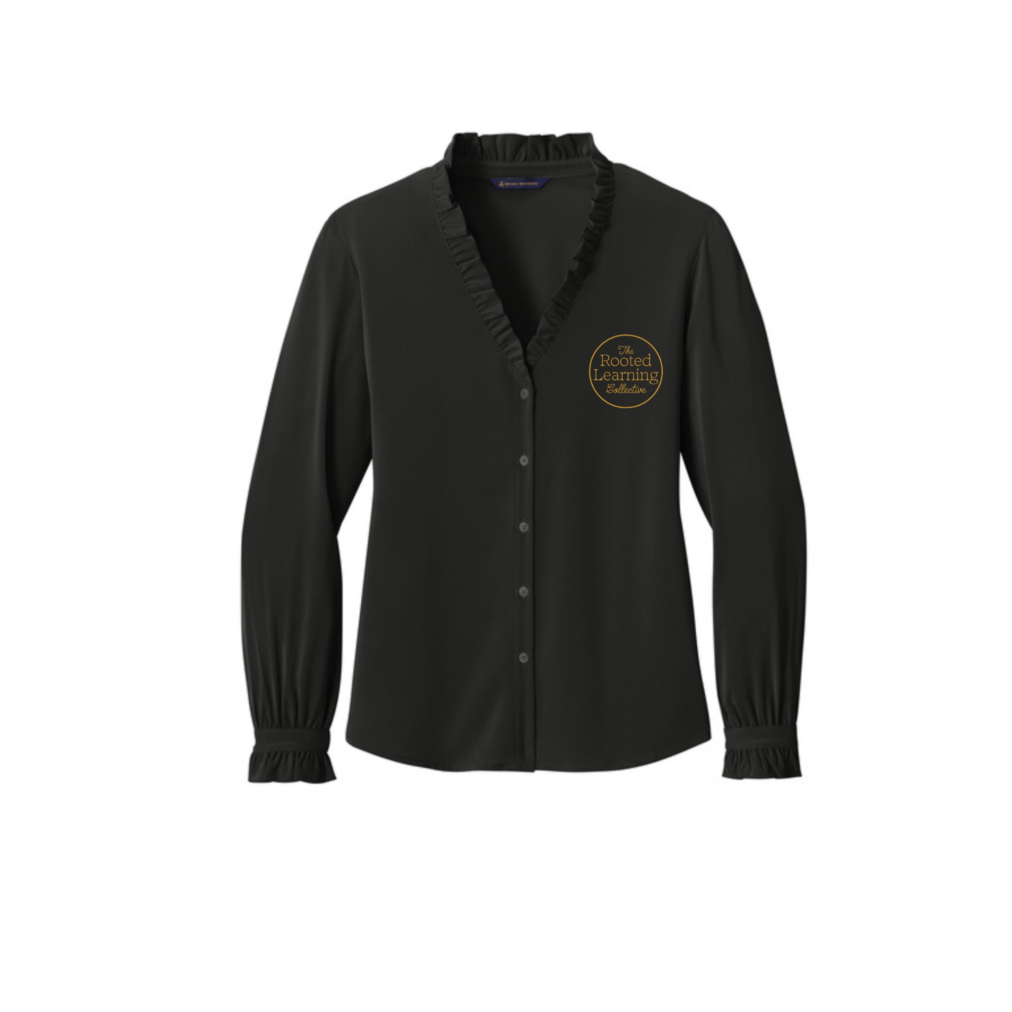 Brooks Brothers Women's Long Sleeve Ruffle Collar Blouse with left chest imprint - Image 6