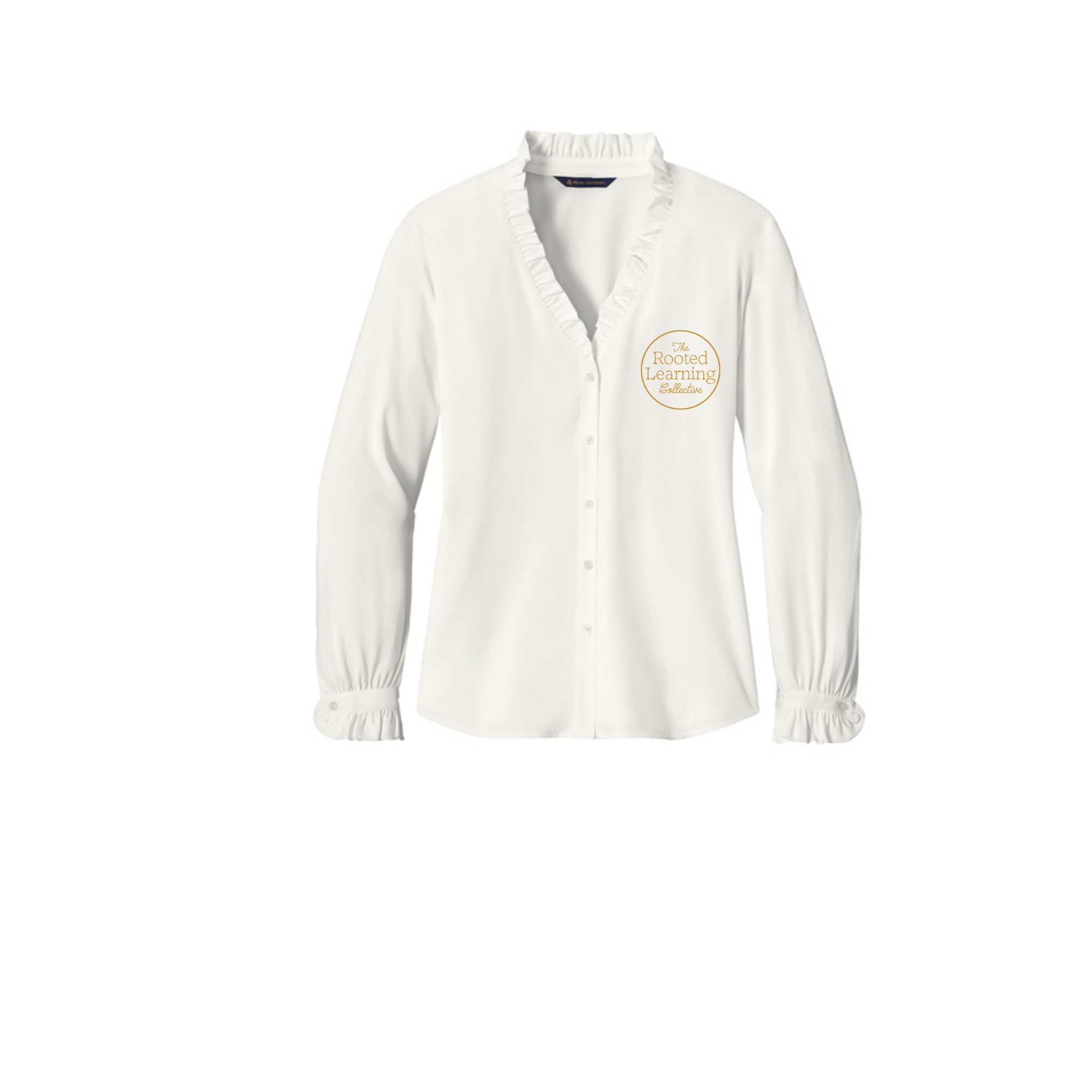 Brooks Brothers Women's Long Sleeve Ruffle Collar Blouse with left chest imprint - Image 5