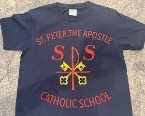 Navy SS tee with school insignia and name