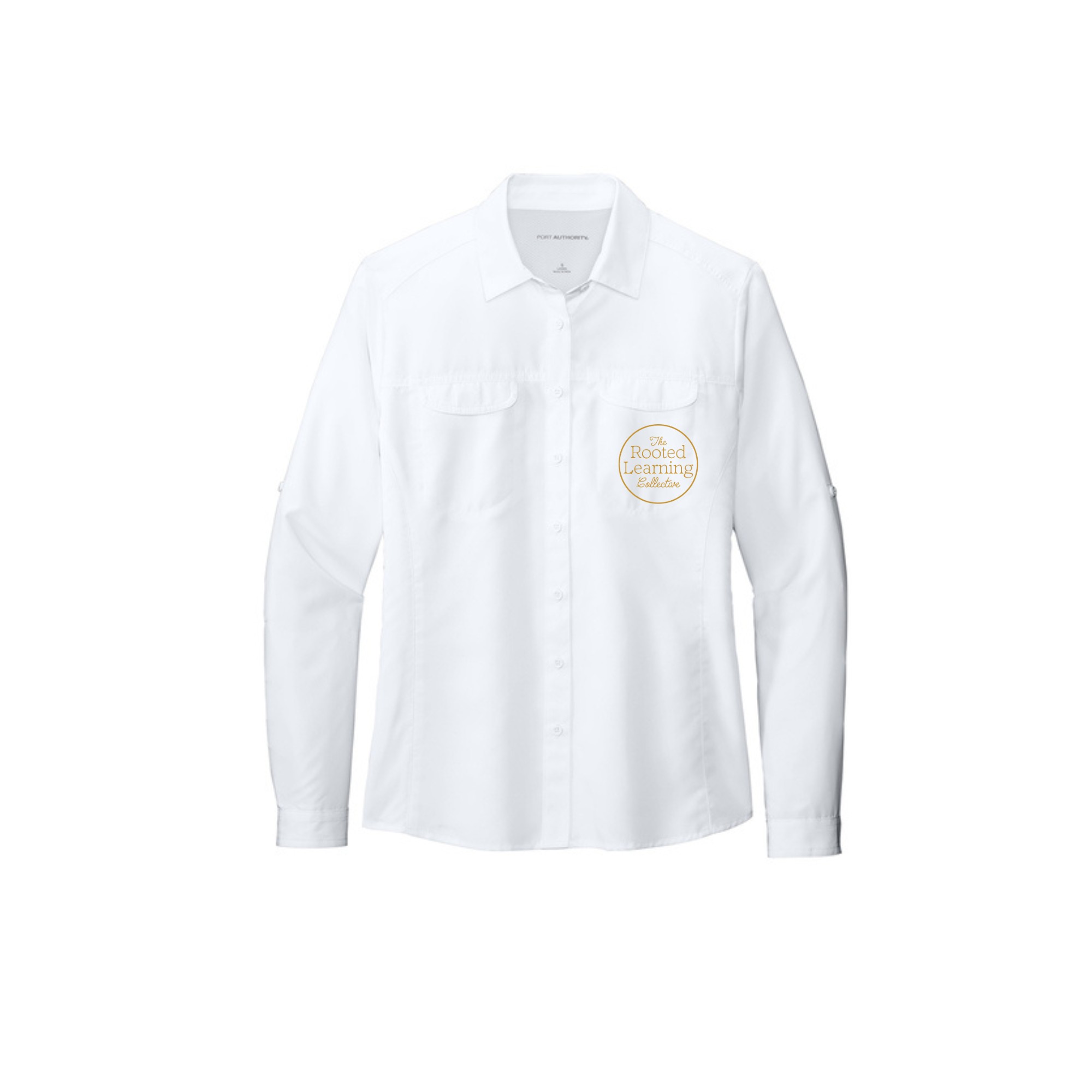 Port Authority® Women's Long Sleeve UV Daybreak Shirt with logo on pocket - Image 3