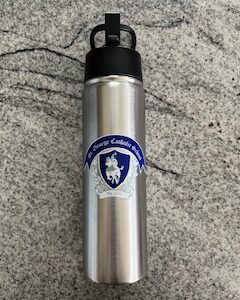 Saint George 24 ounce Stainless Water Bottle with school emblem
